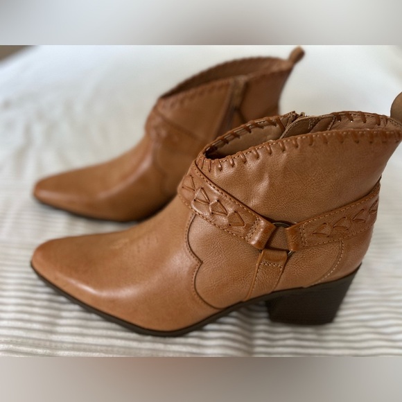 Frye and Co. Palma Stacked Heel Boots Booties Caramel Tan Western Women’s 11 - Picture 4 of 11